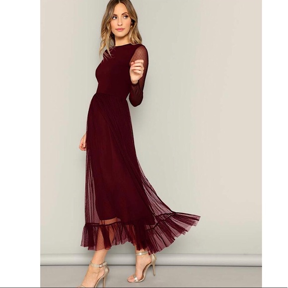 SHEIN Dresses & Skirts - Shein Fit & Flate Mesh Overlay Dress